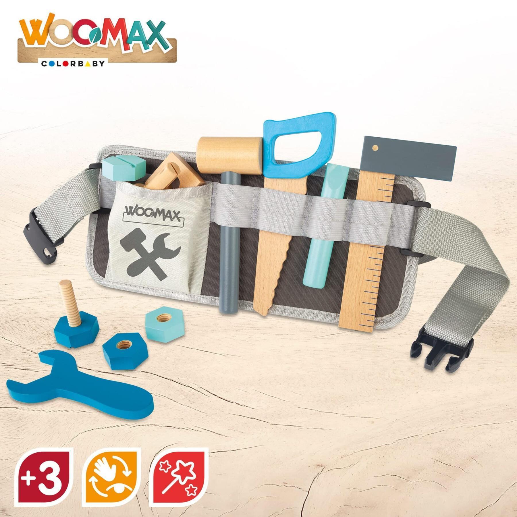 Lot von 12 Stück Baukastenspiele Werkzeuggürtel aus Holz Woomax Eco