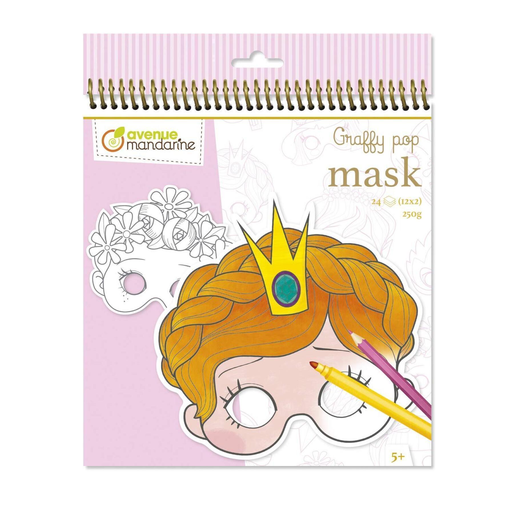 24 Blätter Masken zum Ausmalen und Ausschneiden für Mädchen Avenue Mandarine Graffy Pop Mask
