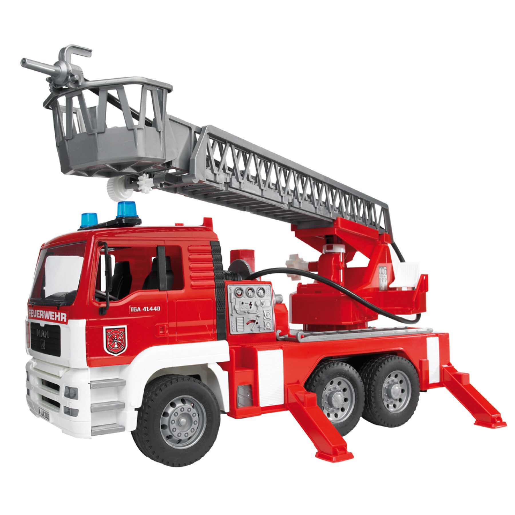 Auto Spiele - Feuerwehrauto mit Leiter und Feuerwehrschlauch Bruder