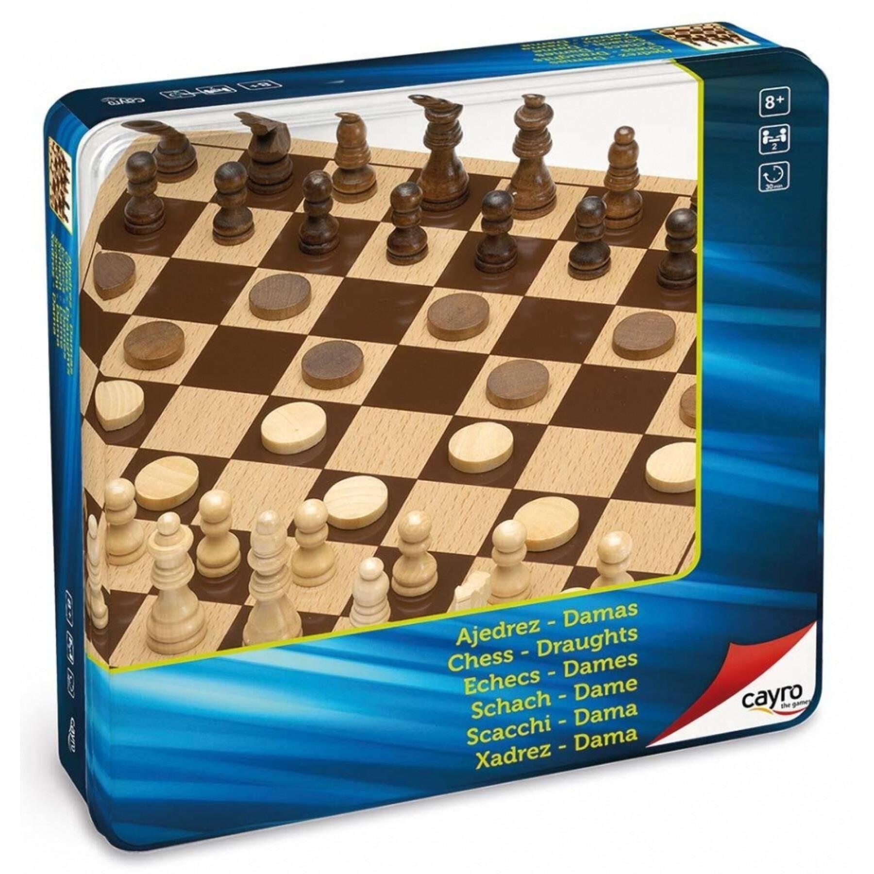 Schachspiele aus Holz in einer Metallbox Cayro