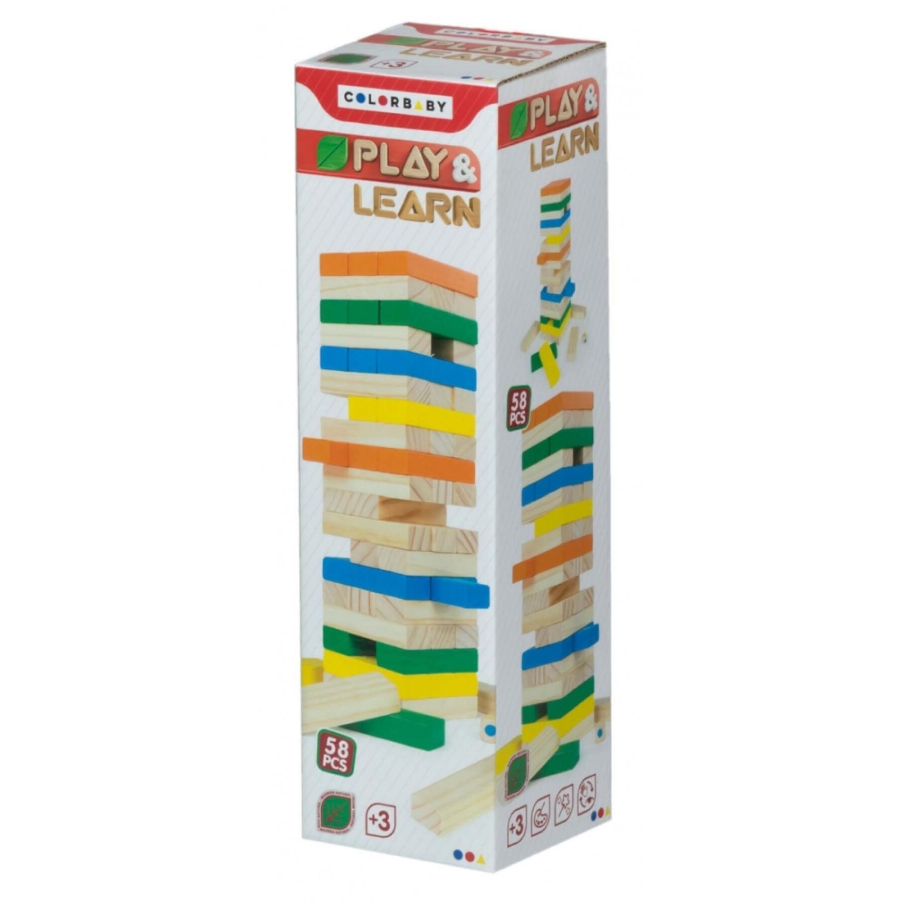 Turm aus Holzblöcken 58 Teile ColorBaby