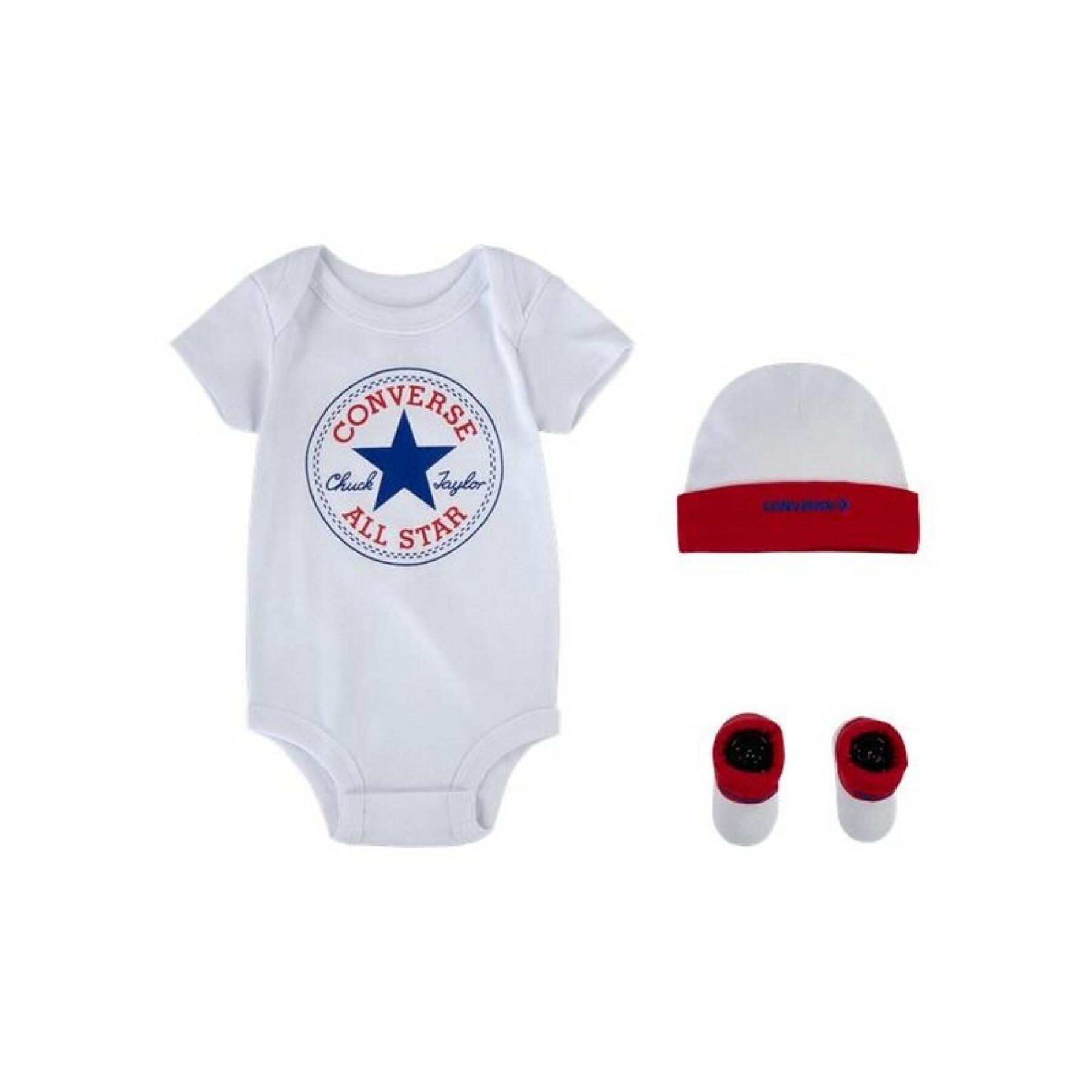 Set Mütze + Body + Babyschuhe für Jungen Converse Classic CTP