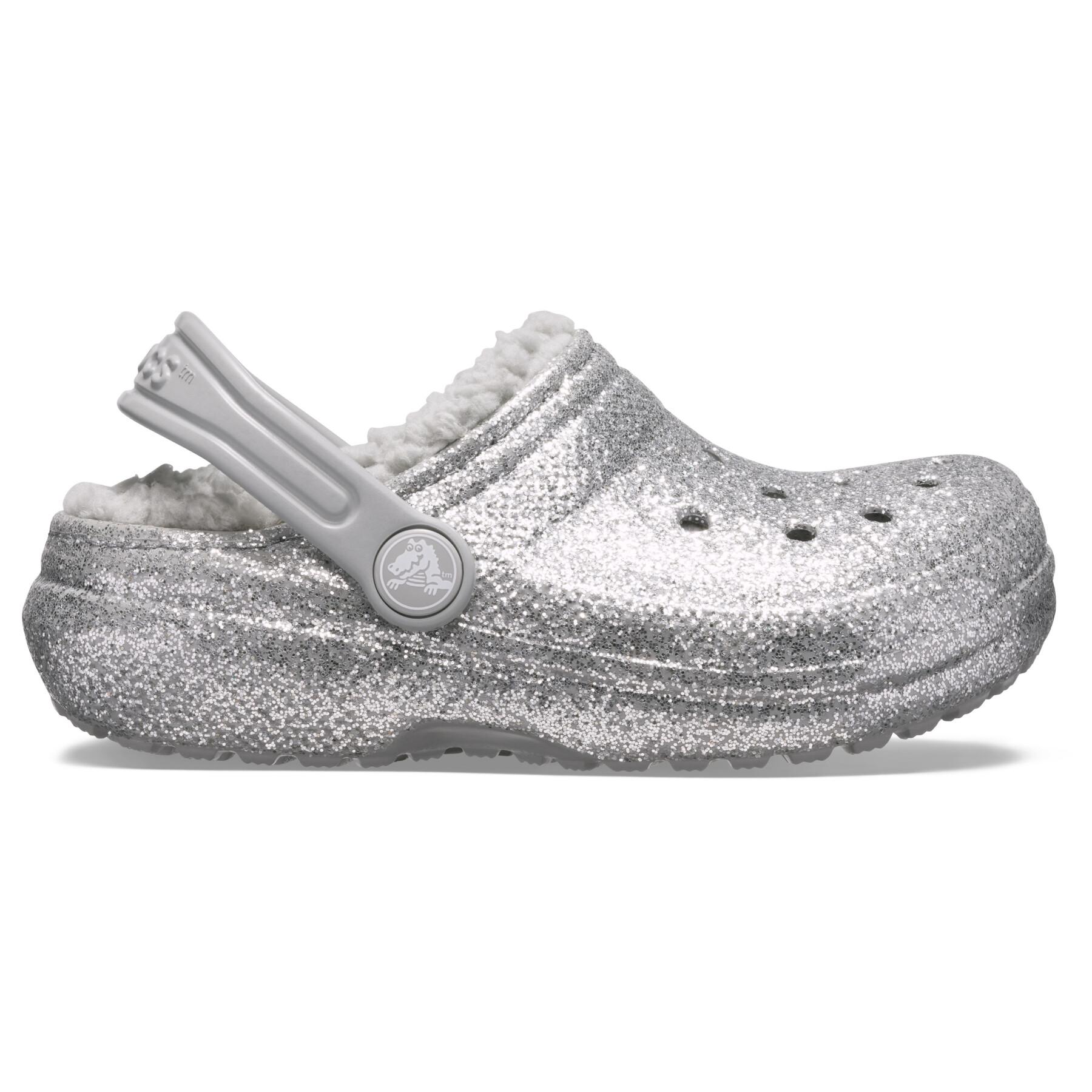 Crocs enfant classic glitter lined clog