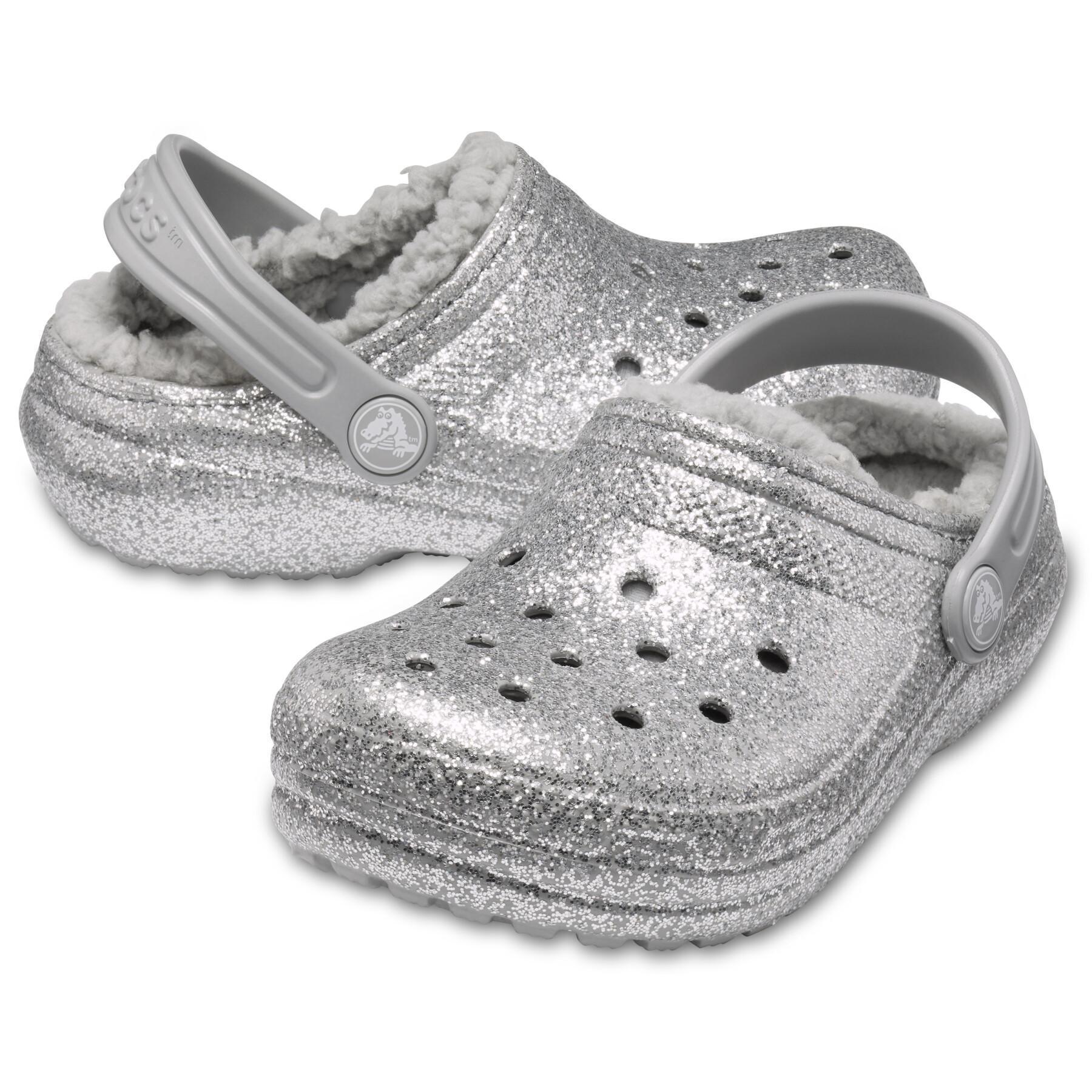 Crocs enfant classic glitter lined clog