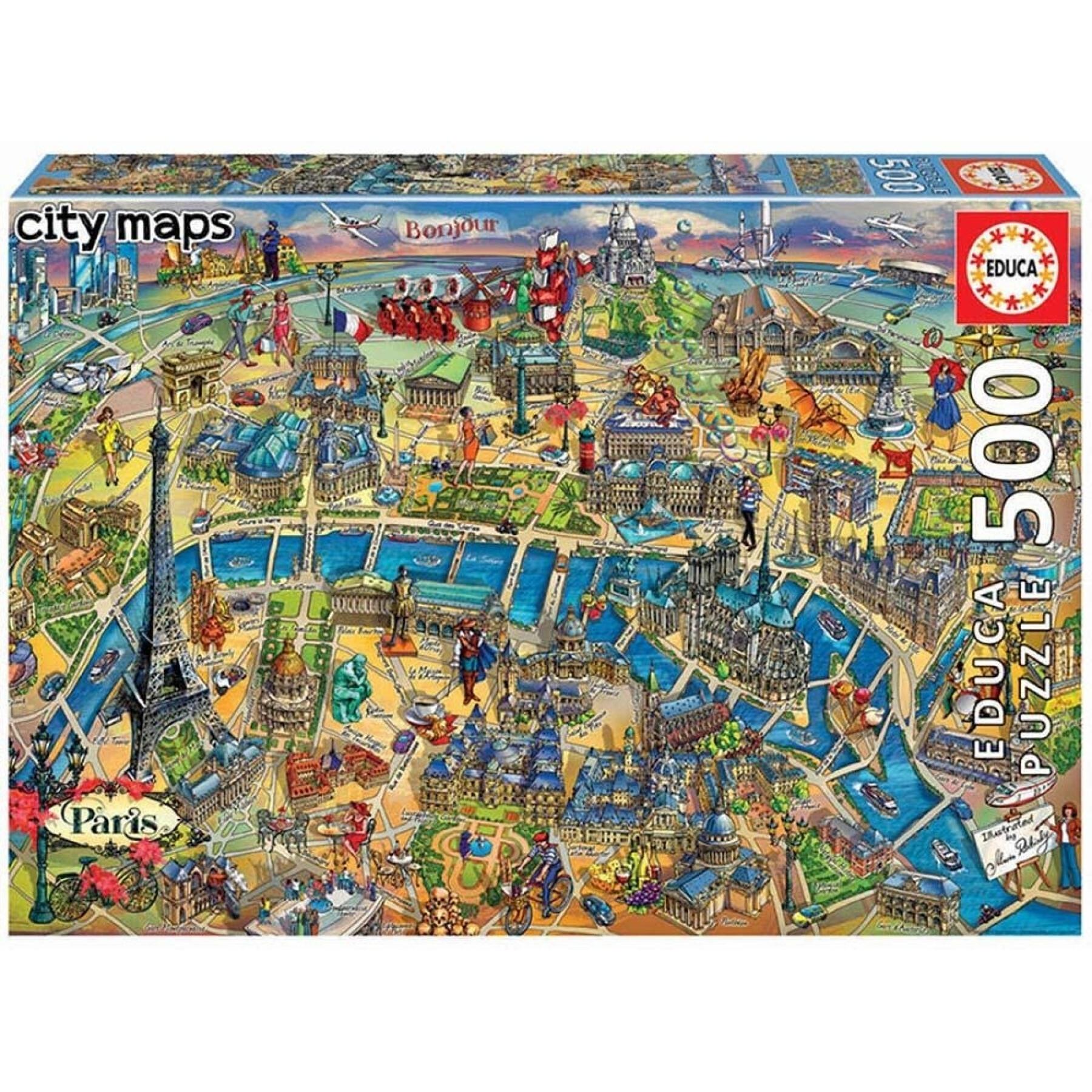 Puzzle mit 500 Teilen Educa Mapa De Paris