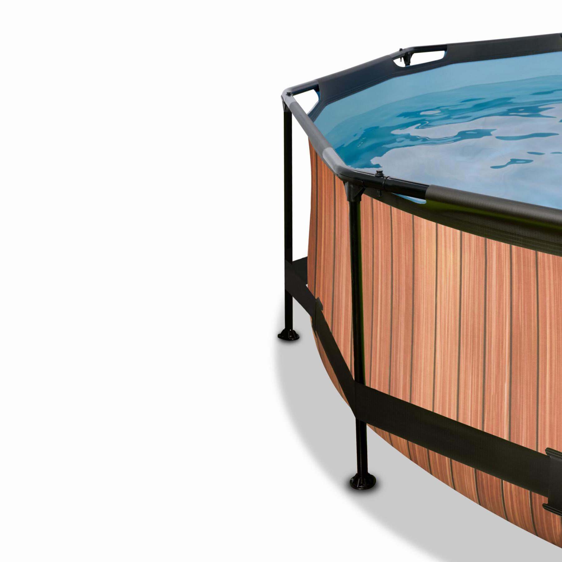 Swimmingpool mit Filterpumpe und Sonnensegel Kind Exit Toys Wood 300 x 76 cm