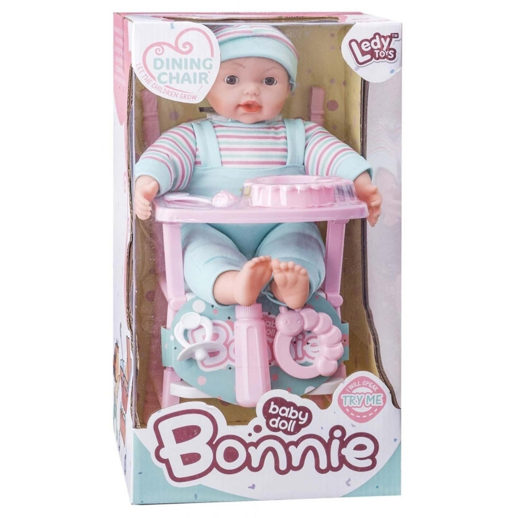 Puppe mit Sounds Hochstuhl und Babyflasche Ledy Toys