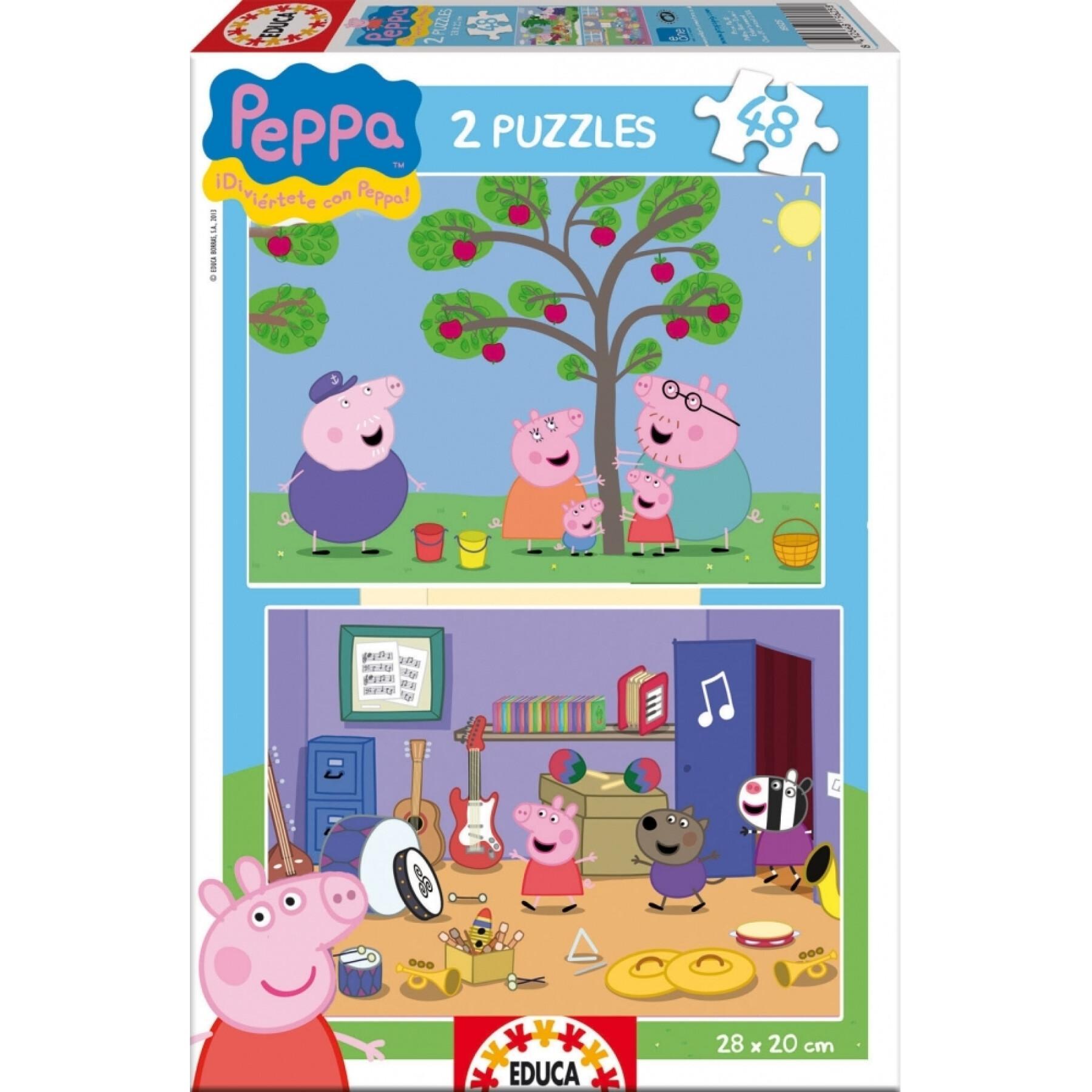 Puzzle von 2 x 48 Teile Peppa Pig
