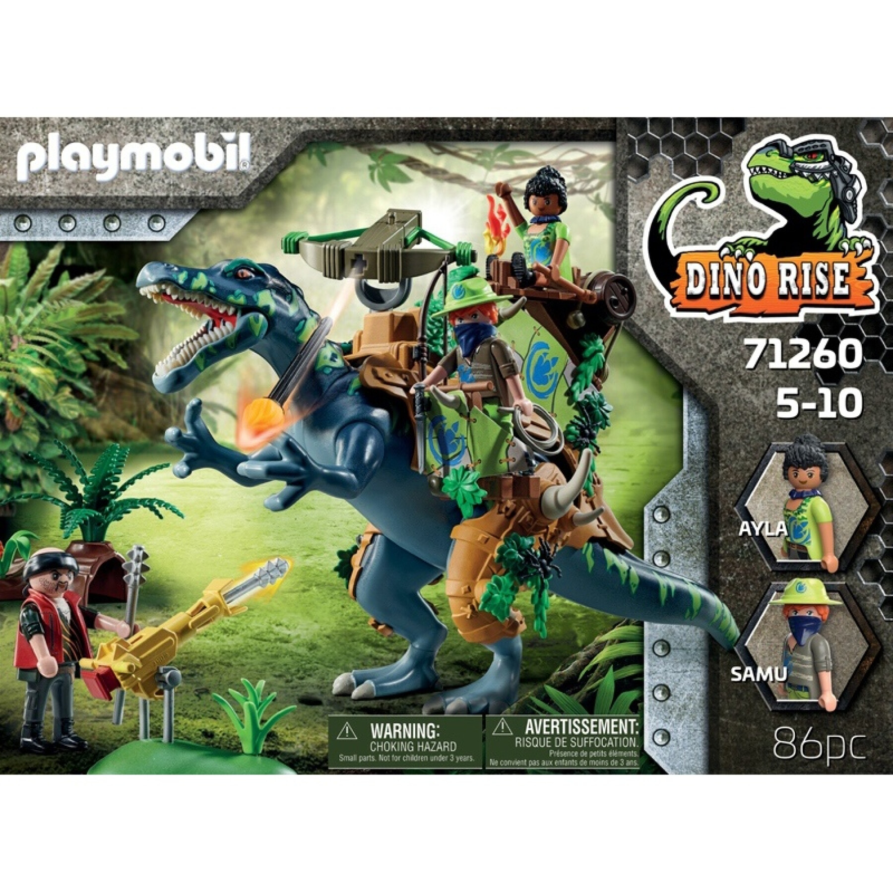 Bauspiele Spinosaurus und Kämpfer Playmobil
