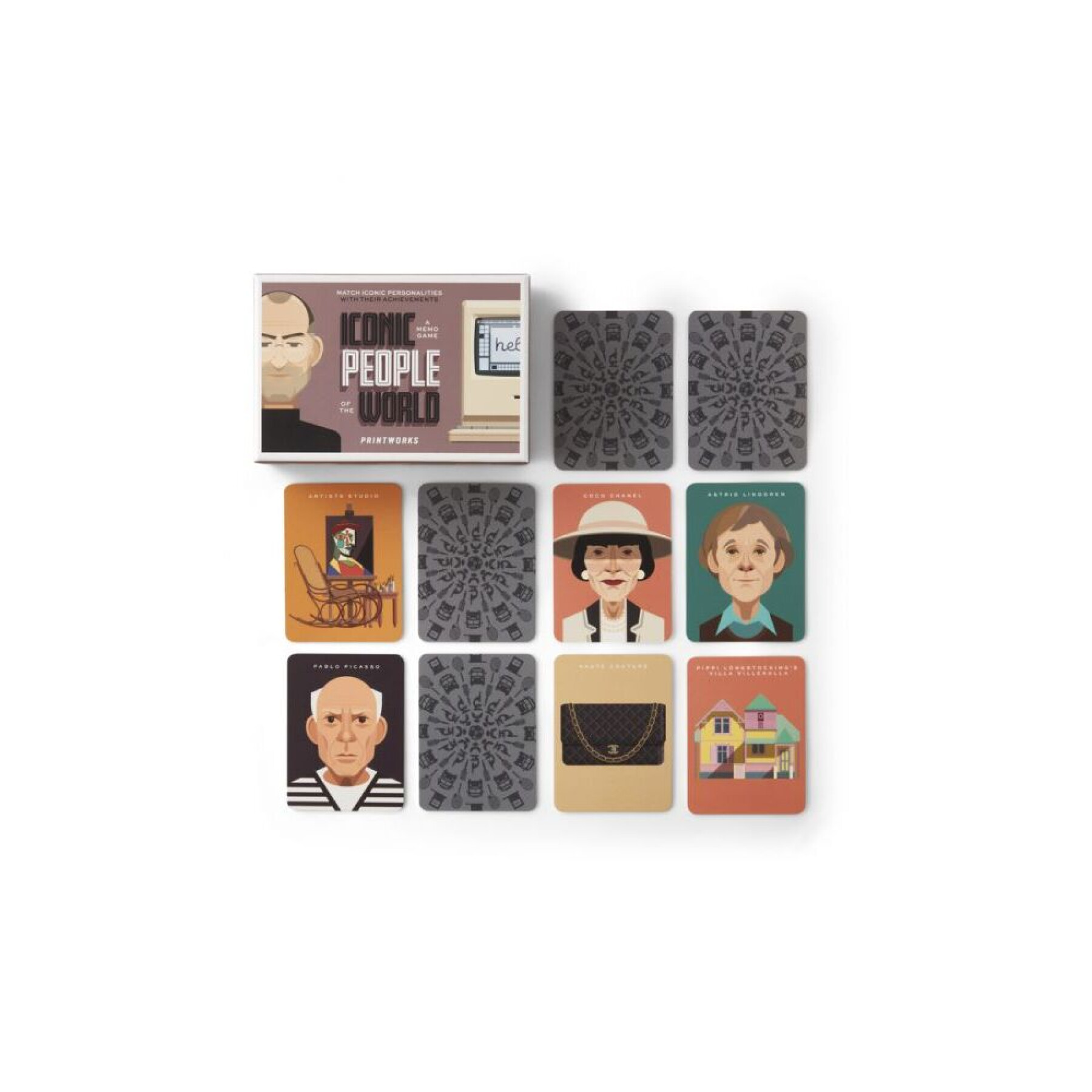 Set aus 6 Kartenspielen Printworks Memo game - Iconic People