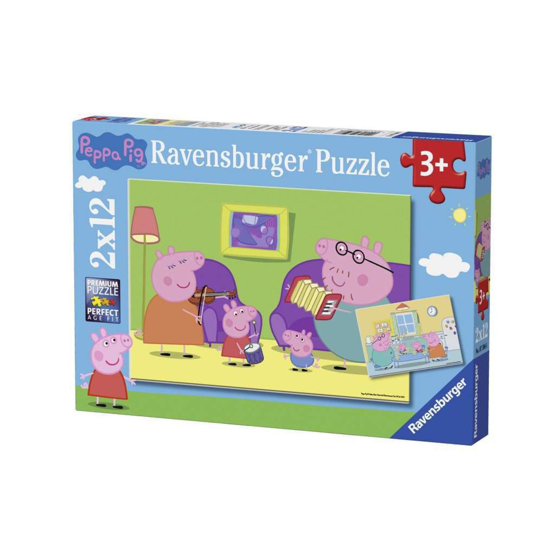 2 puzzles 12-teiliges Haus / peppa pig Ravensburger