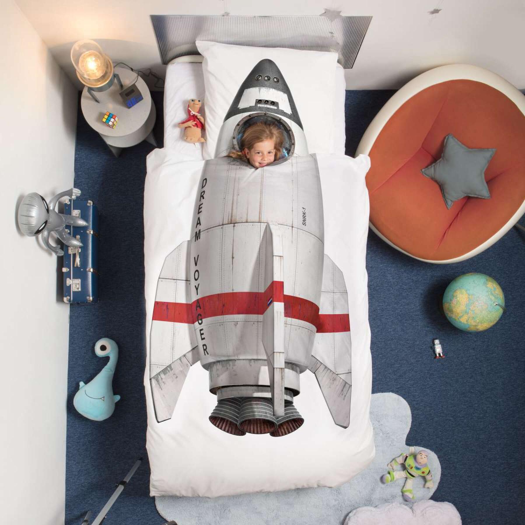 Bettdecken- und Kopfkissenbezug Kind Snurk Rocket