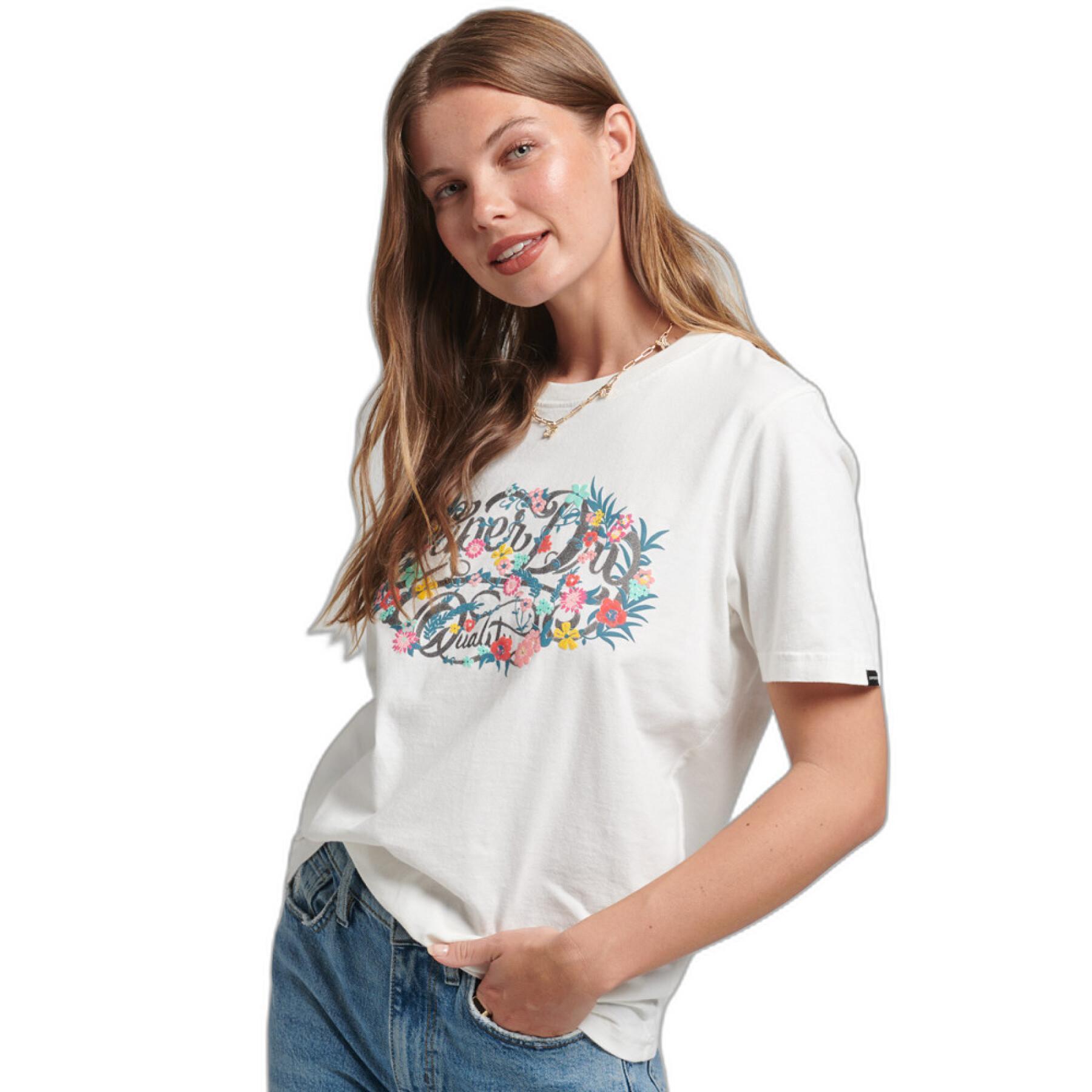 T-Shirt mit Blumenmuster und Aufschrift Mädchen Superdry