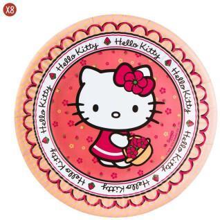 Packung mit 8 Papptellern Hello Kitty