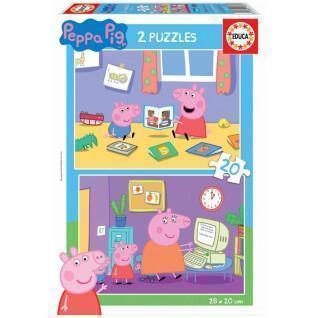 Puzzle von 2 x 20 Teile Peppa Pig