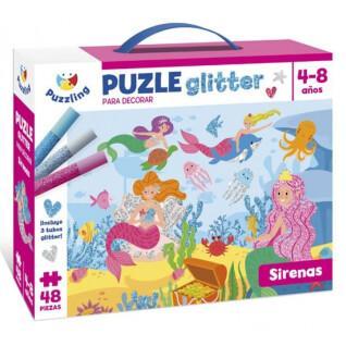 Puzzle aus 2 x 48 pièces Puzzling Sirenas Glitter
