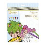 Manga-Malbuch mit 24 Malblättern Avenue Mandarine Graffy Pop Number