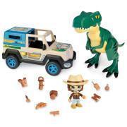 Figurine mit Auto und Dinosaurier Famosa