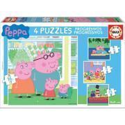 Progressives Puzzle mit 6-9-12-16 Teilen Peppa Pig
